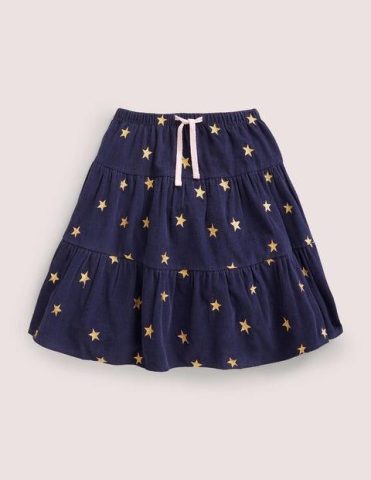 Embroidered Twirly Midi Skirt College Navy Stars Girls …