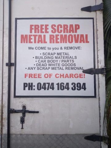 Free scrap metal pickup/removal