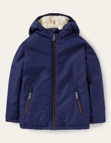 Navy Sherpa-lined Anorak College Navy Boys Boden, College Navy