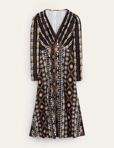 Jersey Midi Tea Dress Black, Opulent Stripe Women Boden, …