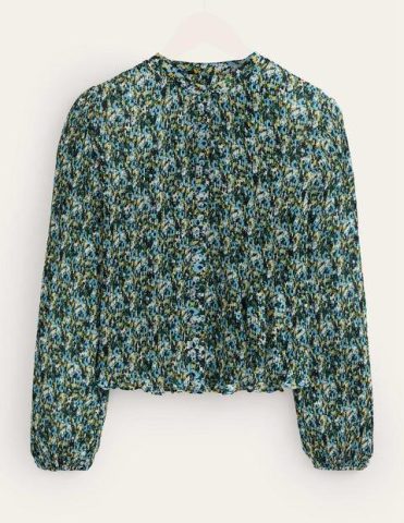 Plisse Pleat Blouse Linseed, Painterly Floret Women Boden, …