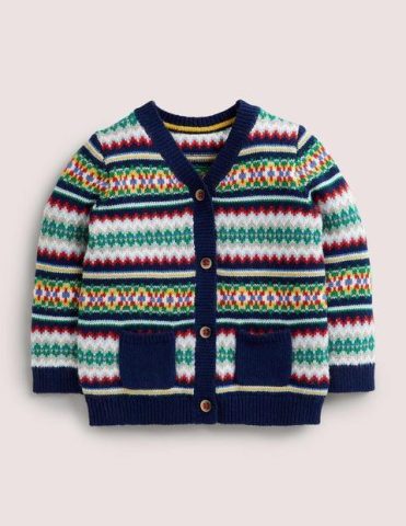 All-over Fair Isle Cardigan Starboard Blue Multi Fair Isle …
