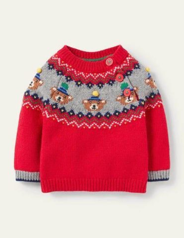Fair Isle Jumper Rockabilly Red Bears Baby Boden, …