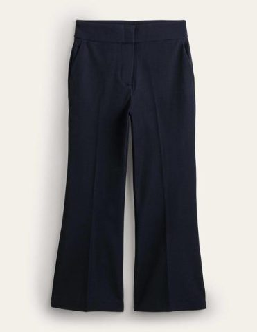 Bi-Stretch Crop Flare Trousers Navy Women Boden, Navy