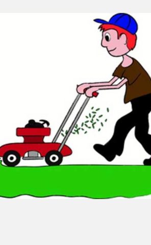 Mower man. Lawnmowing, lawns cut, gardening