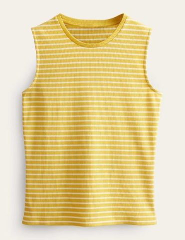Striped Ribbed Tank Top Yellow/Ivory Women Boden, Yellow/Ivory