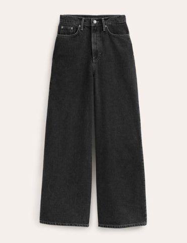 Mid Rise Slouch Wide Leg Jeans Washed Black Women Boden, …