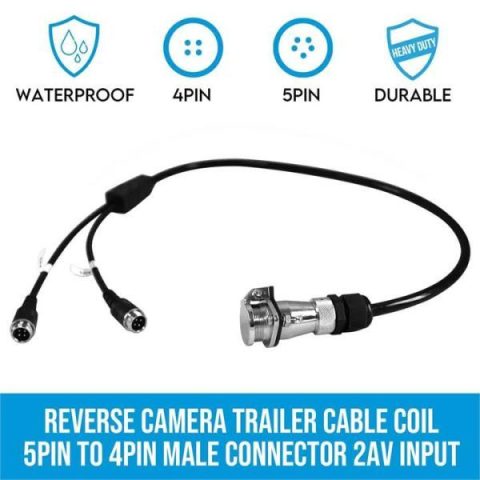 Elinz Reverse Camera Trailer Cable Coil 5PIN to 4PIN Male …