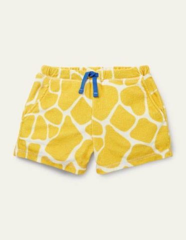 Towelling Shorts Daffodil Yellow Giraffe Girls Boden, …